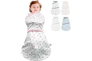 HINATAA Couvertures D'emmaillotage Bébé, 3 en 1 Gigoteuse Naissance, Sac de Couchage Nouveau-né Grand Scratch, D'emmaillotage en Coton Doux Enfants, Swaddle Bebe Garçons Filles (Rose, 4-7 Mois)