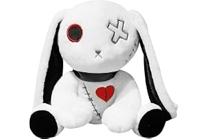EnixwH Gosig kanin mjuk och bekväm för halloween med stil | Plushie läskig vit kanin vikt gosedjur läskig kanin för påsk hall