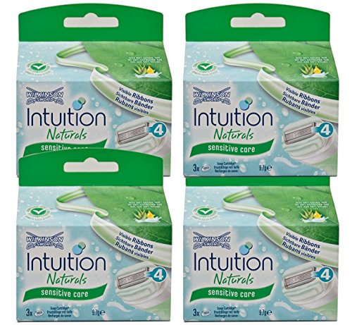 4x Wilkinson Intuition Naturals Sensitiv Care 3 Rasierklingen mit Seife und Aloe