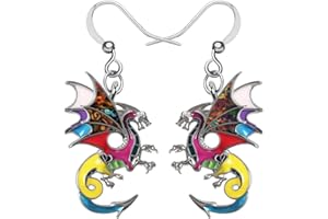 GENERIC Enamel Alloy Dragon Earrings Fantasy Dinosaur Drop Dangle Fashion Jewelry For Women Girls Charm Gift