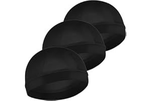 Nogeqi 3 Pcs Silky Bonnet for Men Wave Cap Satin Silk Hair Bonnet for Sleep Elastic Band Wave Durags Sleeping Shower Caps Silk Hair Wrap for Men Women (Black)