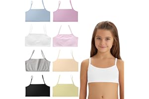 Mayoii 8 Pack Girls Sports Bras – Cotton Crop Tops for Girls, Soft Comfortable Non-Padded First Bras
