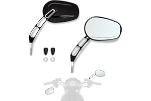 Hokuotolite Motorcycle Mirrors,Left & Right Side Handlebar Mount Rearview mirrors for Harley CVO Dyna Electra Glide Road Glide Road King Softail Street Glide Sportster 1200 883,Black