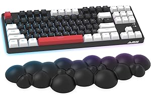 AJAZZ Wolkenweiche, ergonomische Handballenauflage für 100 Tasten, 87 Tasten, 68 Tasten, Tastatur, PU-Material, rutschfeste Gummibasis, Memory-Schaumstoff, wolkenförmige, 15,2 * 4,4 * 1,2 Zoll - Schwarz