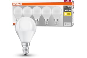 Osram Lampadine LED Sfera, 5.5W Equivalenti 40W, Attacco E14, Luce Calda 2700K, Confezione da 5