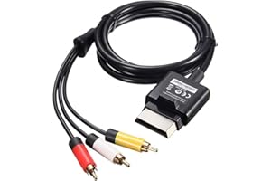 Ruitroliker 1.8M 6FT Composite Cable AV Audio to RCA wire for Xbox 360 Slim Black