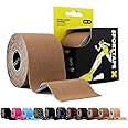 SPORTTAPE Kinesiology Tape - 5cm x 5m Roll - Light Brown | Kinetic Sports Tape, Waterproof & Hypoallergenic Skin Tones | Physio & Muscle Injury Support for Shoulder, Knee, Shin, Ankle, Joint & Body