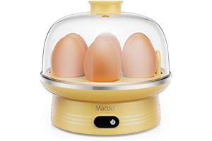 ‎MACOOK Macook Eierkocher für 1-7 Eier, Eierkocher Testsieger, Egg Cooker Computergesteuerte Kontrolle, Egg Boiler mit LED Touchscreen, BPA-frei, 350W, Gelb