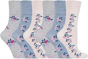 Gentle Grip - 6 Pairs Non Elastic Soft Top Cotton Socks for Women