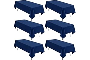 LYAFS 6 Pack Rectangle Tablecloth,60 x 102 inch Navy Blue Tablecloth Polyester Table Cloth for 6 Ft Rectangle Tables,Stain and Wrinkle Resistant Washable Fabric Table Covers for Wedding,Restaurant,Party