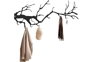 Vasttron Attaccapanni da Muro Moderno,Appendiabiti da Parete Ferro Nero Gancio per Giacche da Muro Forma del Ramo Attaccapanni da Muro in Acciaio Inox per Cucina Soggiorno Bagno