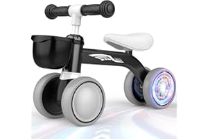 HappyGoLucky Baby Balance Bike 1 2 3 Years Old, Ride on Toys for 1-3 year old Boys 1st Birthday Gifts for Boy Christ Mas Gifts Toddler Bike for 10-24 Months Baby Walker With LED Lights Basket
