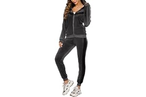 Wayleb Tuta Sportiva Donna Completa Cotone Completo Sportivo Donna Elegante Estiva Tute Sportive Con Cappuccio, Giacca E Cerniera