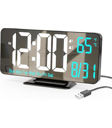 Digitale Wekker Voor Slaapkamer 7 Led Groot Display Auto Dimmer Klok 7 Kleuren Nachtlampje Instelbaar Volume Met Dubbele Usb Oplader Poorten Snooze Batterij