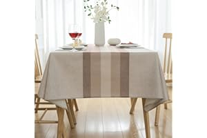 ARWLLZZ Mantel Rectangular Lino 200 x 140 Rayas Manteles Beige Moderno Lavable Exterior Mesa Antimanchas Rústico Protector Mesa Comedor Decorativo para Exterior, Navidad, Fiestas, Cumpleaños
