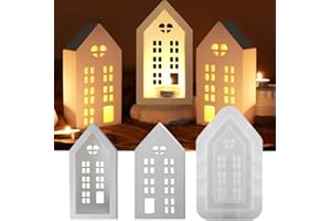ZGDYI 3D Silikonformen Gießformen Häuser, DIY Gießform für kleine Häuser, LeuchterSilikonformen, Silikon Gießform Weihnachten für Weihnachtsdekoration, Geeignet für die DIY-Heimdekoration Kunsthandwerk