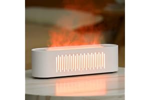 JOVELL Essential Oil Diffuser White, Fireplace Fire Flame Aromatherapy Diffuser, 260ML Cool Mist Humidifier, Scent Aroma Diffuser with 7 Colors Light, Timer and Auto-Off, Perfect for Home Bedroom Office