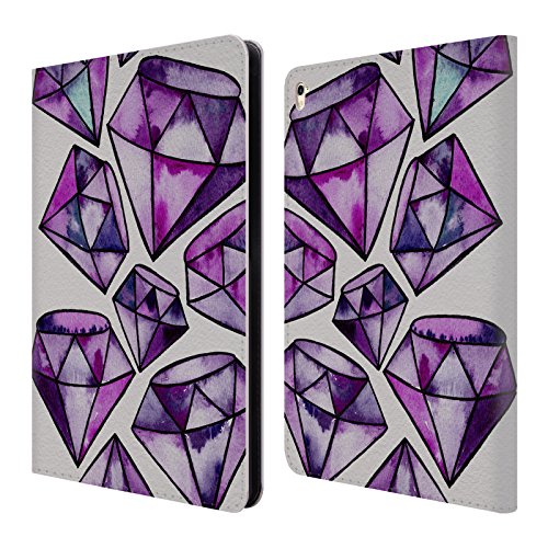 Preisvergleich Produktbild Offizielle Cat Coquillette Amethyst Tätowierungen Aquarell Edelsteine Brieftasche Handyhülle aus Leder für Apple iPad Pro 9.7