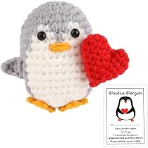 TOYMIS Positiver Pinguin, Gehäkelter Pinguin Emotionale Unterstützung Häkeln Positive Häkeltiere Für Partydekoration Ermutigungsgeschenk
