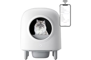 AMAZINNOV Bac à Litière Automatique Autonettoyante électrique pour Chat, Maison de Toilette Connectée Chat, Litière à Nettoyage Automatique, Litter Box Autonettoyante, Contrôle des Odeurs, APP contrôle