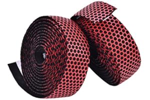 Dioche Cinta de Manillar para Bicicleta, 1 Par Carretera Bicicleta de Montaña Manillar Antideslizante Amortiguador de Cinta Correa Correa Tapón Final(Rojo)