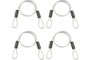 TSSS 4 PCS 80cm Security Cable Luggage Lock Safety Cable Wire with Double Looped Ends, Thickness 5mm Iron Galvanized PVC Coated Braided Security Ropes Max. Load 100KG