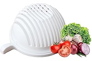 ZUYOKI Coupeur de salade multifonctionnel à encliquetage rapide, bol coupe-salade, hachoir à légumes, hachoir à légumes, hachoir à légumes, matériau sûr et non toxique de qualité alimentaire sans BPA (blanc)