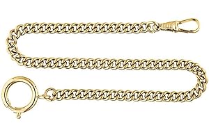 Hermann Jäckle Taschenuhrkette KM2 Rundpanzer vergoldet Messing Kette für Taschenuhr 30cm Länge | Made in Germany