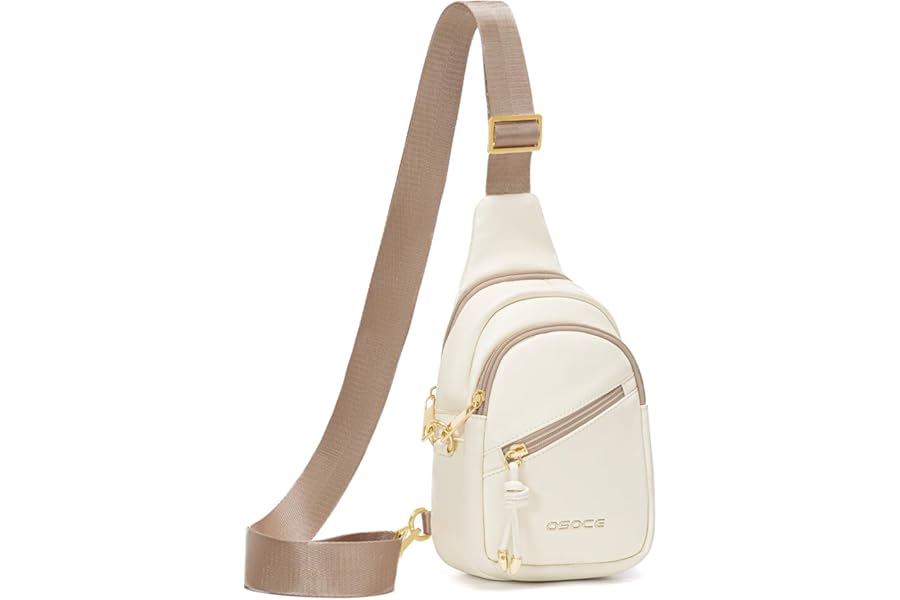 OSOCE Crossbody Bag with Anti-Theft Crossbody Bag Women RFlD Pocket, Small Shoulder Bag with Anti-Theft Zipper Clips, Adjustable Strap, Perfect for Shopping and Travel（White）