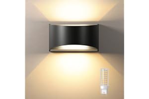 Tyreses Aplique Pared Interior/Exterior con Lámpara de Pared Interior G9 Reemplazable, 3000K Blanco Cálido IP65, LED Modernos Lámpara Negro Para Baño Sala de Estar Dormitorio Pasillo