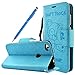 Produktbild P8 Lite 2017 Hülle, Fraelc® Ledertasche Huawei P8 Lite (2017) Schutzhülle im Bookstyle Tasche Flip Case für Huawei P8 Lite (2017) mit Don't Touch My Phone Design Leder Brieftasche Case Bär Motiv Handytasche Blau