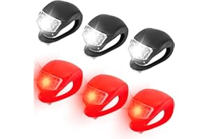 CALENXY 6 Stück Kinderwagen Licht Silikon, Kinderwagenlicht Kinder Scooter Licht mit Batterie und 3 Leuchtfunktionen, Wasserdichtes LED Warnlicht Roller Licht mit Heller LED für Kinderwagen Outdoor Läufer