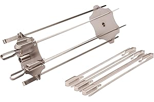 BBQNovation Edelstahl Rotisserie Spieß Set – Spieß-Rondell anex Gyros Scheiben für alle Drehspieße bis Ø14 mm – Inklusive 6 kurzen Spießen (30 cm) und 6 langen Spießen (41 cm)
