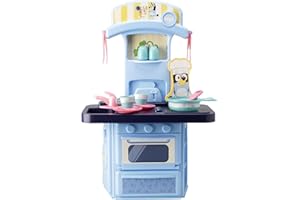 HTI Bluey - Mini juego de cocina | Cocina de simulación con horno, fregadero, placa y mucho más | Juego de cocina de juguete para niños con accesorios | Juego de cocina de simulación | Juego de rol