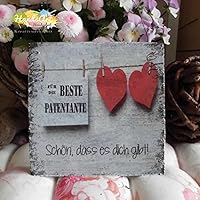 Shabby Style Holzschild - Beste Patentante ~ Herzen ~ Weihnachten ~ Geschenk