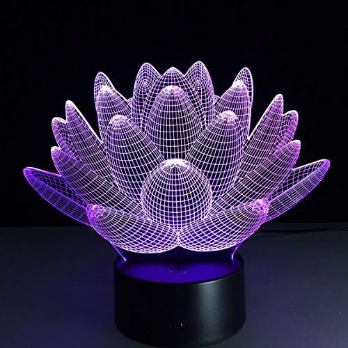 Creative USB Power Lotus Flower 3D Optical Illusion Night Light 7 Colors Changing Table Desk Deco Lamp Bedroom Children Room Decorative Nightlight Toy Holiday Gifts