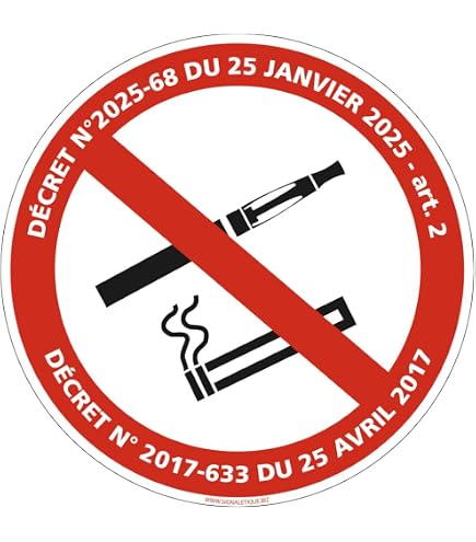 10 Stickers interdiction de vapoter autocollant cigarette électronique  interdite autocollants rond 95 m plastique avec protection UV interdiction cigarette  électronique étiquette affiche ne pas fumer : Amazon.fr: Bricolage