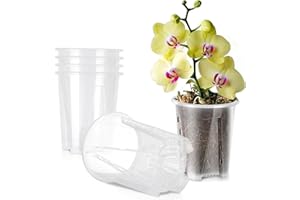 Jordbrux Clear Orchid Pot, 6pcs 10cm Plastic Plant Pots with Drainage Holes, Plastic Plant Pot Nursery Pots for Orchids, Succulents, Houseplants