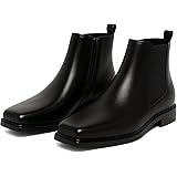 Kraasa The Ashford – Men’s Stylish Vegan Leather Chelsea Boots with Side Zipper & Elastic Panel, Square Toe Ankle Boot (Tan/Black/Brown): 