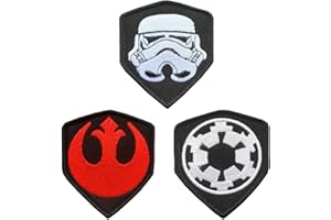 ZCKETO 3 Pezzi Tattica Toppa Compatibile con Film Star War Obiettivi dell'Impero/Alleanza Ribelle/Casco da Guerriero Scudi Gancio e Anello Emblema Toppa per Zaino Vestiti Giubbotto...