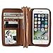 Produktbild HARRMS Apple iPhone 7 Plus 5.5" Leder Hülle Flip Case Handytasche und Brieftasche mit Standfunktion Kredit Karten Fach mit Unsichtbarem Magnet, Braun