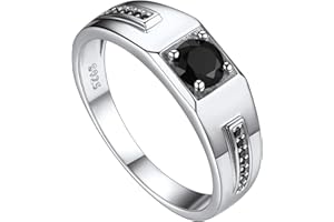 Suplight Anello Uomo e Donna in Argento 925 Diamante/Nero/Blu per Matrimonio e Fede Nuziale Zirconia Cubica - Misura 12-30 - Confezione Regalo