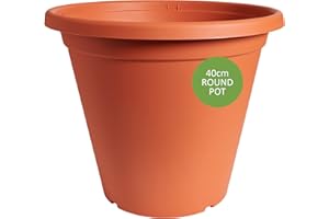 Clever Pots Plastic Plant Pot, 40cm Outdoor or Indoor Pot with Drainage Holes, Lightweight and Weather Resistant Planter for Flowers Plants, Ideal for Garden, Decking and Patios, Terracotta (487628)