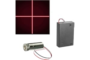 Module de Diode Laser, CTRICALVER 1 pcs 650nm Rouge de Croix Laser 3-5V, Distance Focale Réglable, avec Lentille en Piastique + 1pcs 4,5V AA Batterie Boite (Forme de la source lumineuse:croix)