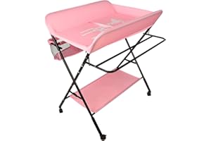 XUANYU Wickeltisch Klappbar, Höhenverstellbare Wickelkommode, Traglast bis 25 kg, Anwendbare Mütter Höhe: 145-175 cm (Rosa-schwarz)