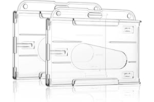 Vicloon Horizontal Card Holder, 2pcs Hard Plastic ID Credit Card, Clear Badge Holders ID Card Badge Holder for Office School IDs Credit Cards Driver’s Licenses and Passes