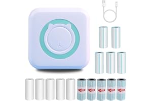 IGRARK Pocket Thermodrucker, Multifunktion Mini Fotodrucker, Bluetooth Drucker Beschriftungsgerät, USB Taschen Label Drucker mit 15 Rollen Druckerpapier Kompatibel mit Android- und iOS-System