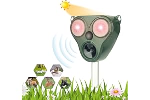 COODAY Katzenabwehr, Vogelabwehr, Solar Ultraschall-Abschreckung, Stoppen von Tieren, Katzen, Ratten, Hunde, Vögel, Füchse und andere, Outdoor Repeller für Tiere mit blinkenden LEDs