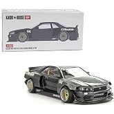Mini GT 1/64 &Ouml;l&ccedil;ekli Die-Cast KaidoHouse Nissan Skyline GT-R (R34) Kaido Works GReddy V2 Model Araba