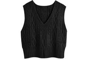 Pullunder Damen Ärmellos V-Ausschnitt Strickweste Pullover Elegant Strickpullover Strickpulli Casual Damen Herbst Winterpullover Sweater Vest